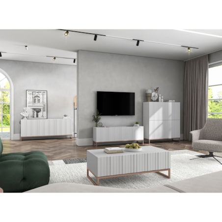 Nowoczesny Stolik kawowy Glamour prostokątny elegancka ława biały Mat 110 cm