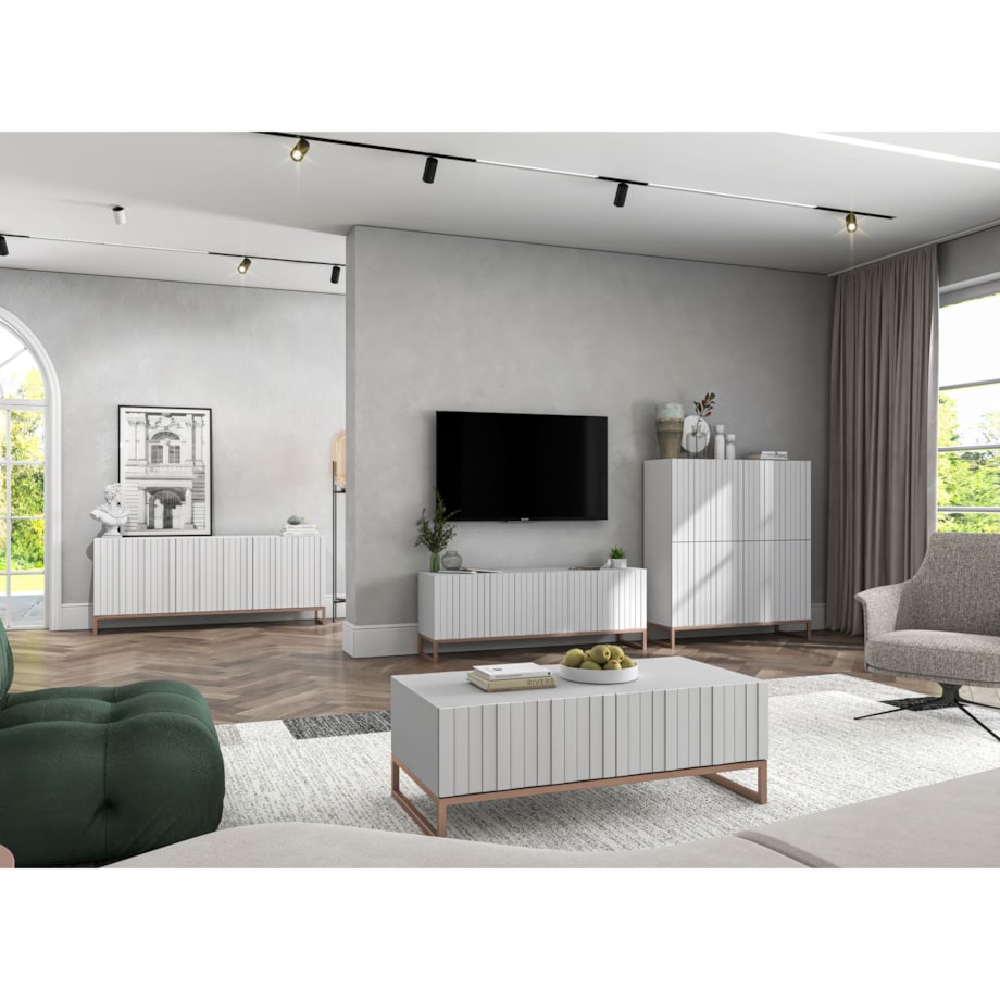 Nowoczesny Stolik kawowy Glamour prostokątny elegancka ława biały Mat 110 cm