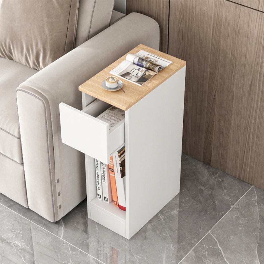 Szafka nocna wąska z szufladą stolik z półką nowoczesny loft sypialni 60 cm