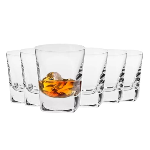 Szklanki do Whisky Wody Drinków Krosno Caro 280 ml Kwadratowe z Grubym Dnem
