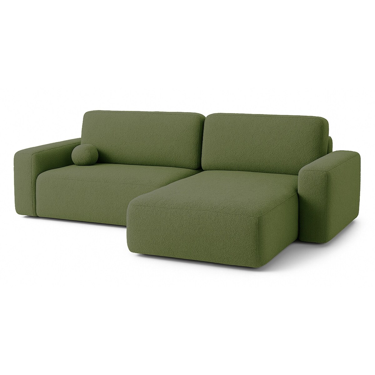 Narożnik Prawy ILO z funkcją spania i pojemnikiem na pościel, zielony