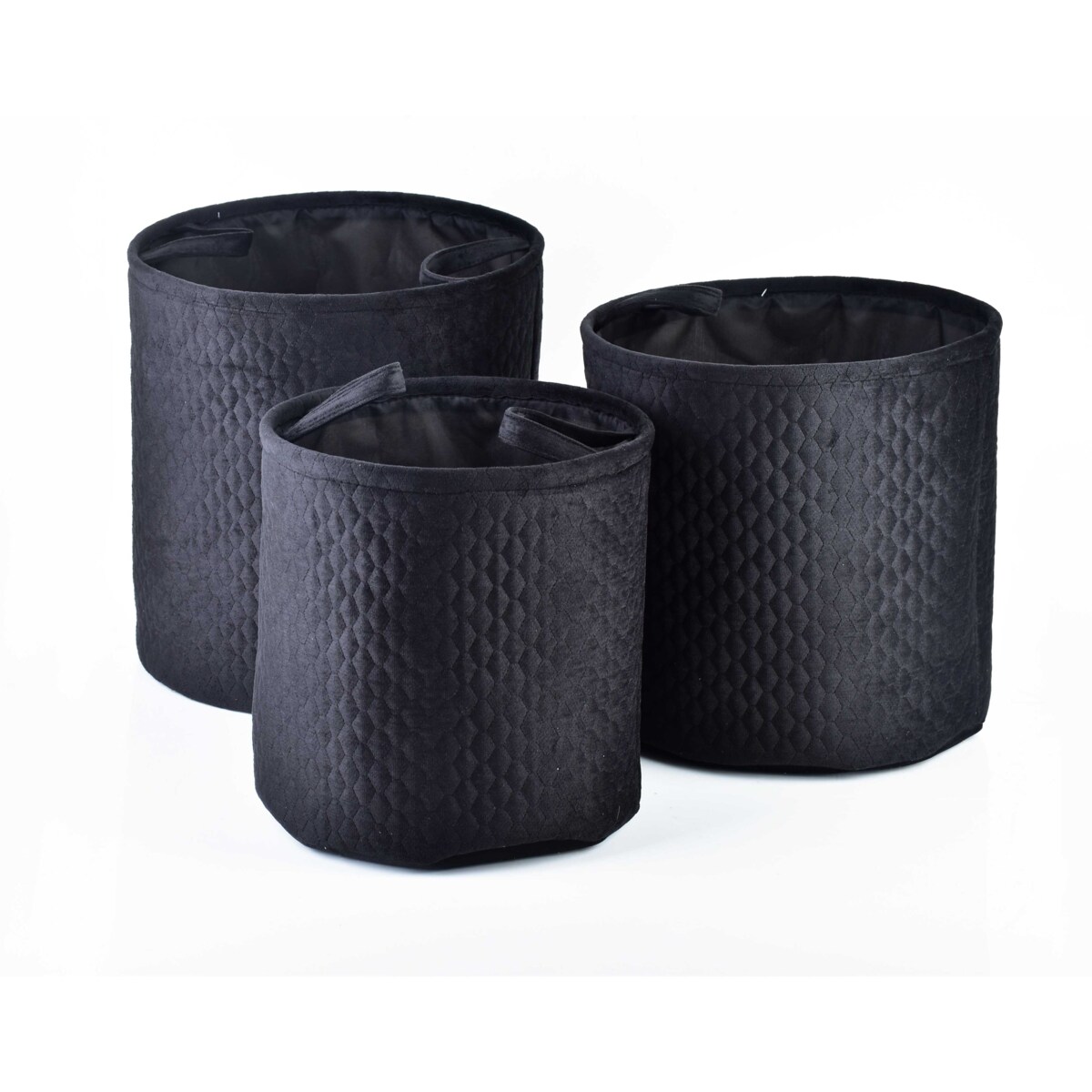 SARA BLACK KOMPLET 3 KOSZY L38xh38cm, M34xh34cm, S30xh30cm