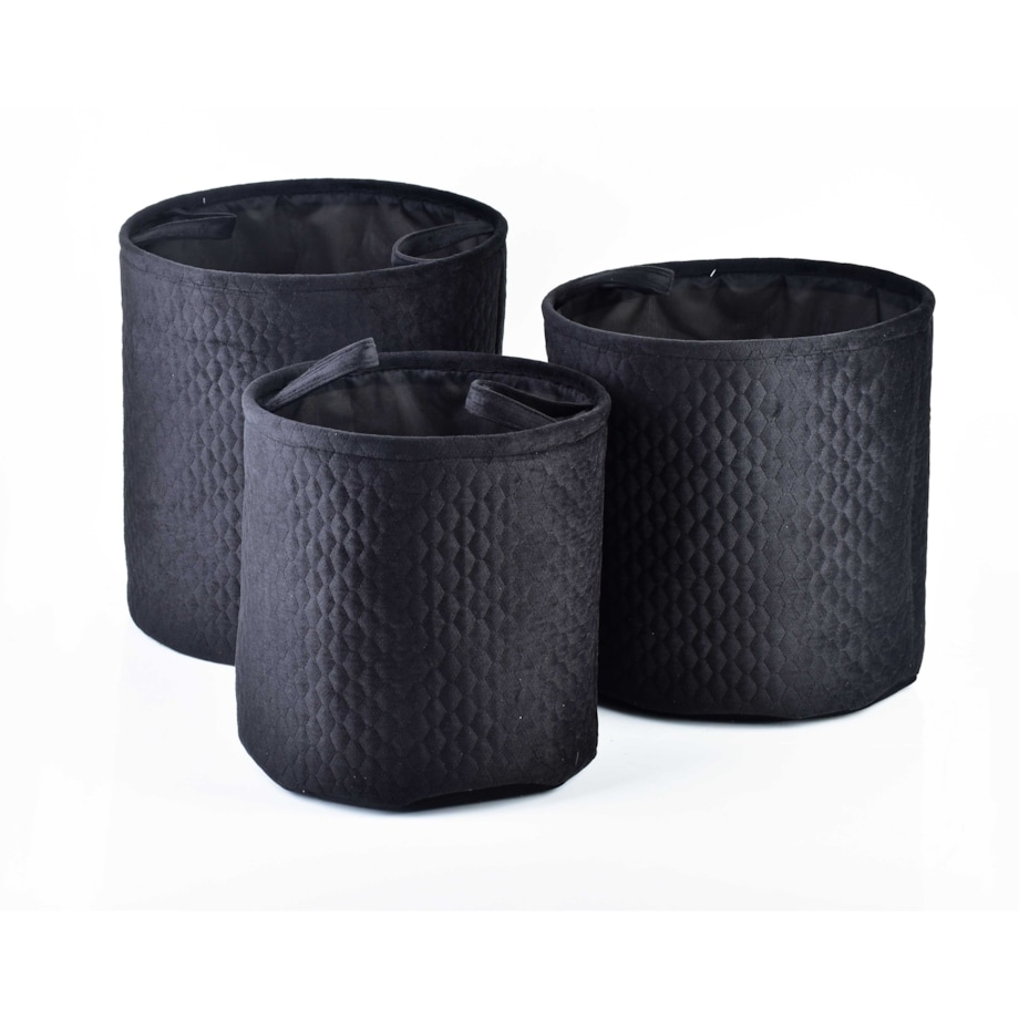 SARA BLACK KOMPLET 3 KOSZY L38xh38cm, M34xh34cm, S30xh30cm