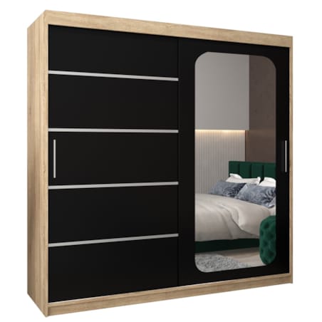 Szafa przesuwna Garderoba PROMO V2 200 sonoma/czarny