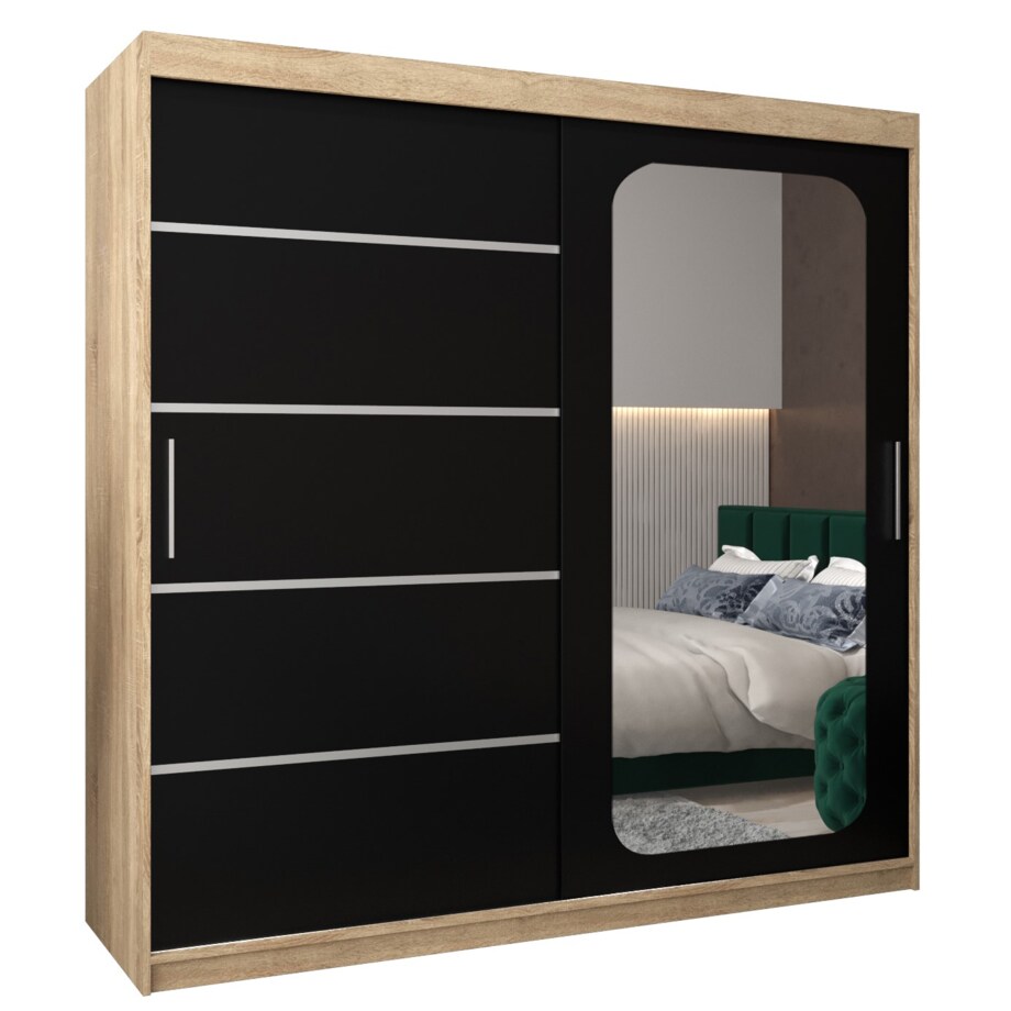 Szafa przesuwna Garderoba PROMO V2 200 sonoma/czarny