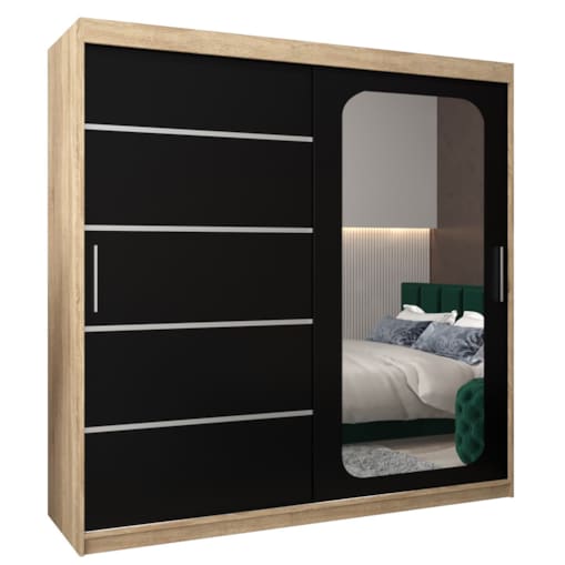 Szafa przesuwna Garderoba PROMO V2 200 sonoma/czarny