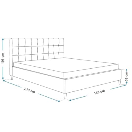 Łóżko tapicerowane 140x200 LUXO 4 na drewnianych nogach, do sypialni- szare