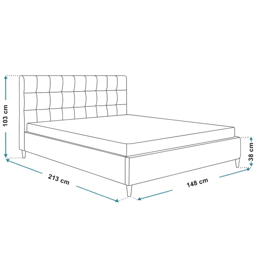Łóżko tapicerowane 140x200 LUXO 4 na drewnianych nogach, do sypialni- szare