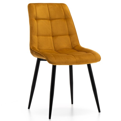 Krzesło tapicerowane welurowe CHIC velvet musztardowy do salonu jadalni