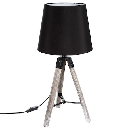 Lampa stołowa na trójnogu, drewniana, 58 cm
