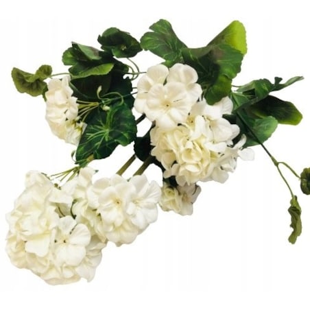 PELARGONIA sztuczna białe kwiaty DO DONICZKI wazonu wiosenne BUKIET stroik