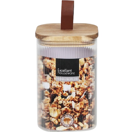 Szklany słoik z drewnianą pokrywką, hermetyczne zamknięcie