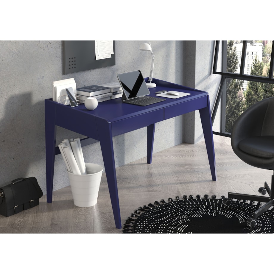 Drewniane bukowe biurko / toaletka z szufladami Visby LISA / kolor granat szlachetny