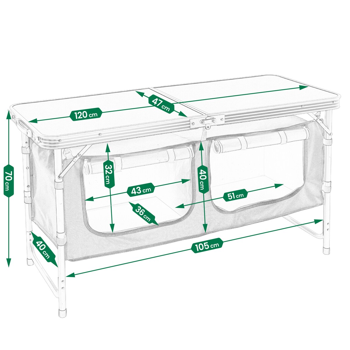 KUCHNIA TURYSTYCZNA SZAFKA stół składany ogrodowy walizka KEMPINGOWY stolik
