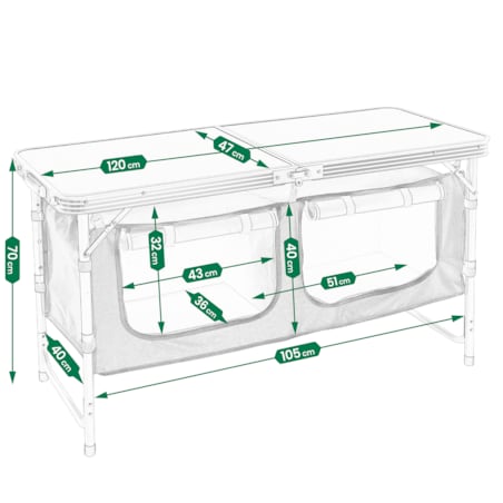 KUCHNIA TURYSTYCZNA SZAFKA stół składany ogrodowy walizka KEMPINGOWY stolik