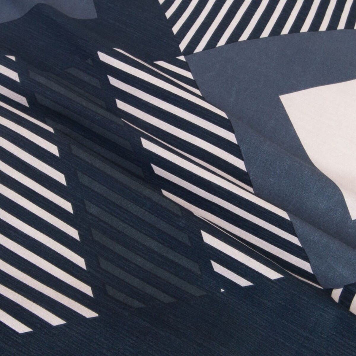 Pościel satyna bawełniana 220x200 Satynlove granatowo kremowy geometryczny wzór