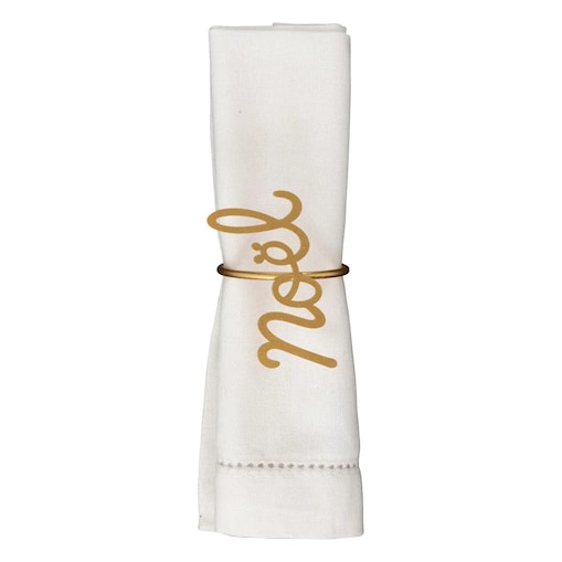 Obrączki metalowe na serwetki złote 4 szt. Noël