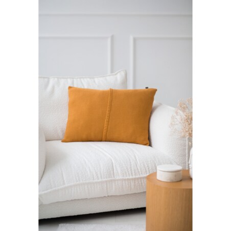 Poszewka klasyczna z przeszyciem musztardowa, 40 x 60 cm, La Manta