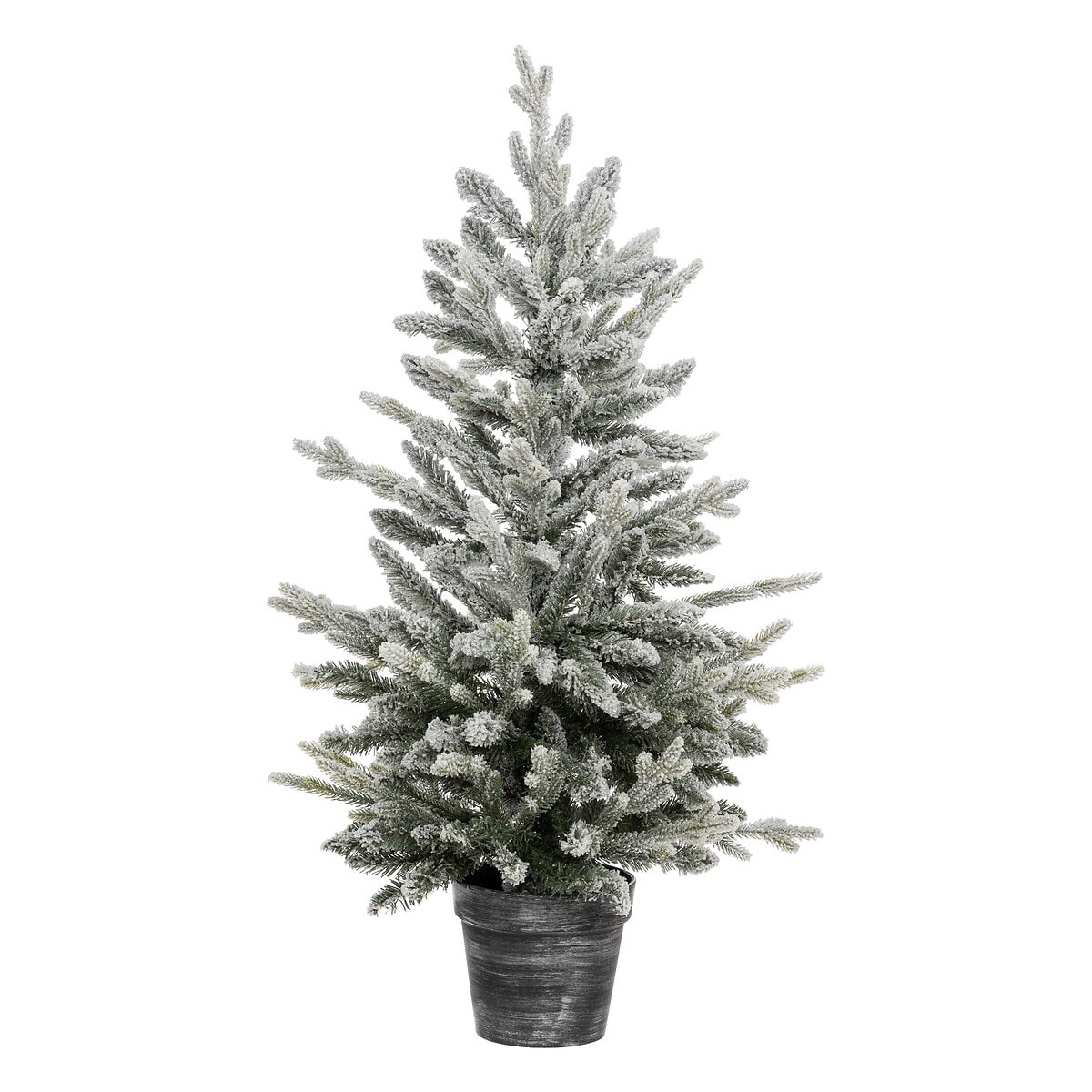 Sztuczna choinka w doniczce, ośnieżona, 100 cm, kolor zielony, tworzywo sztuczne