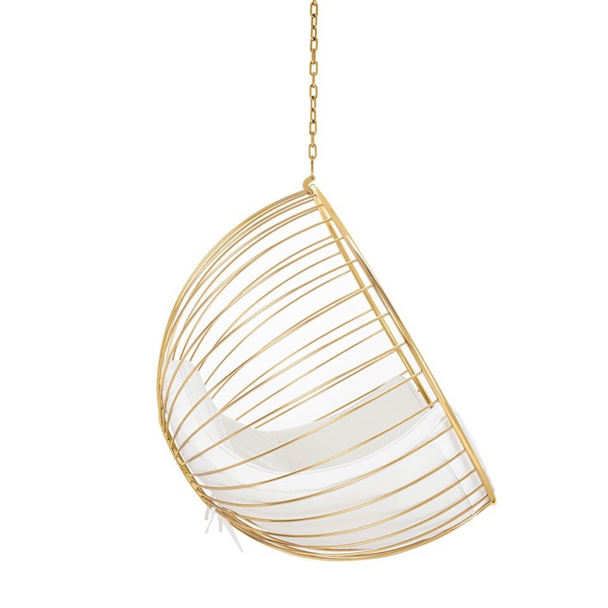 Kulisty fotel wiszący Gabbia PH5994-1 King Home na łańcuchu złoty beżowy