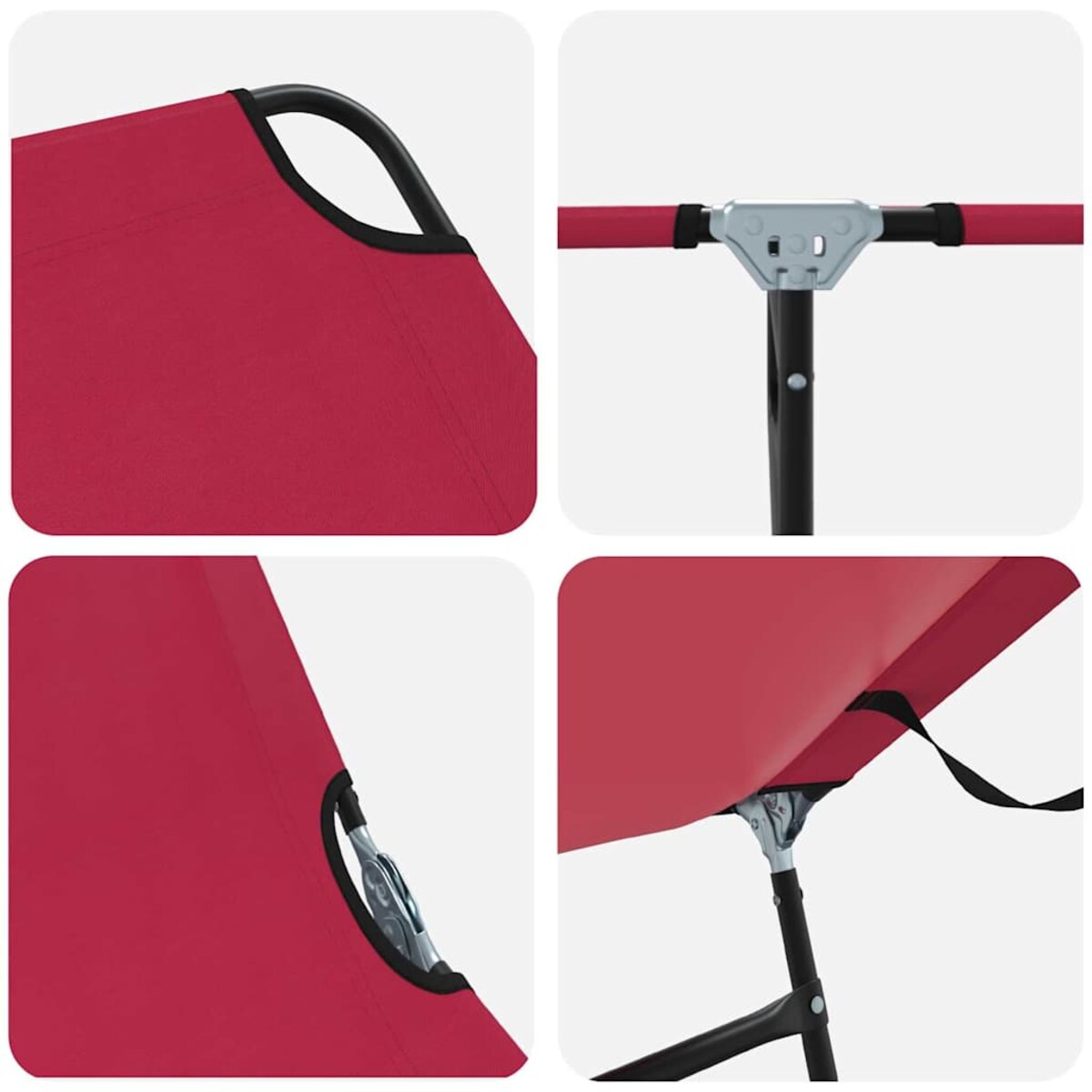 vidaXL Składany leżak 1-osoba Czerwony 56 x 189 x 87cm tkanina