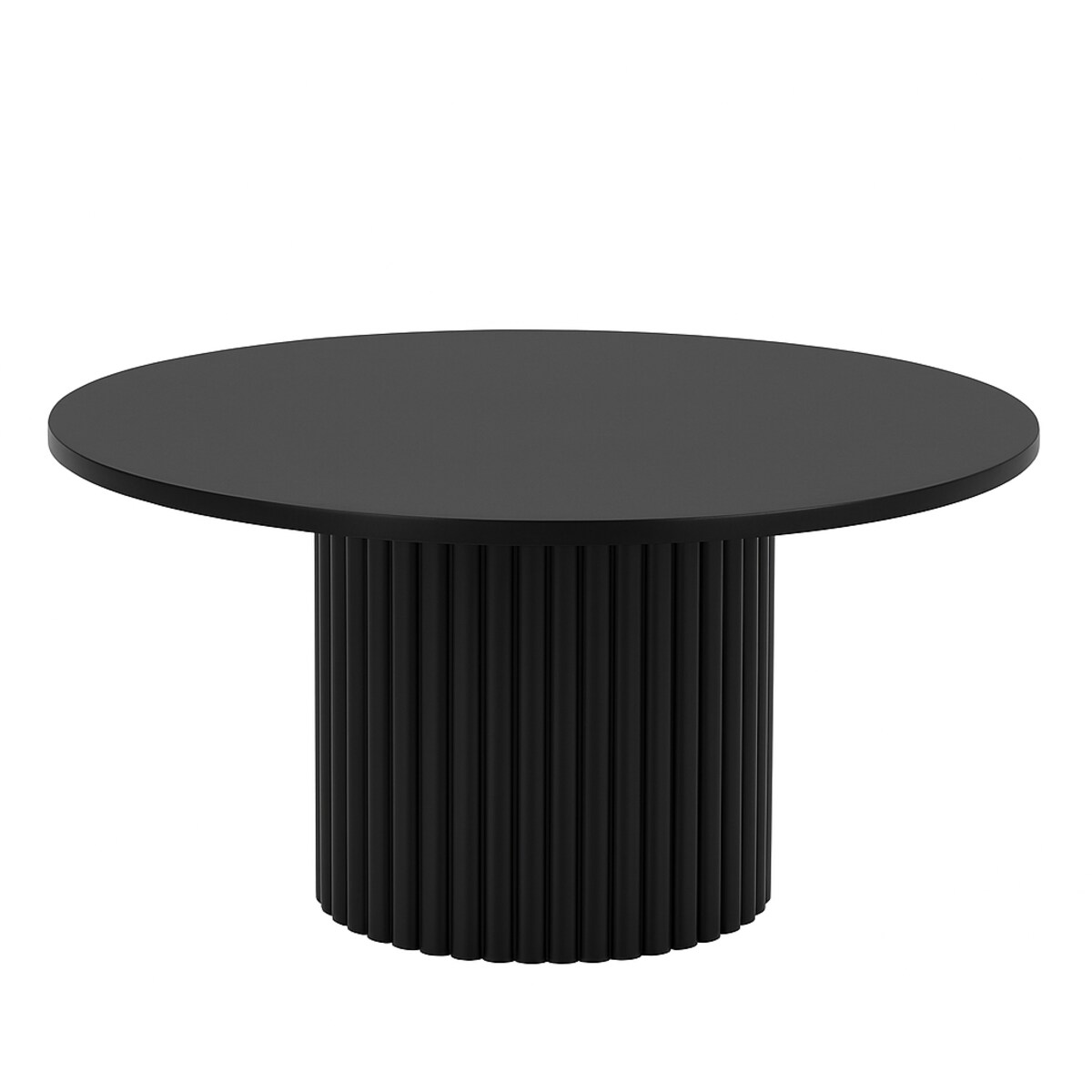 Okrągły stolik kawowy Riko 90 cm ryflowana podstawa metalowa- czarny