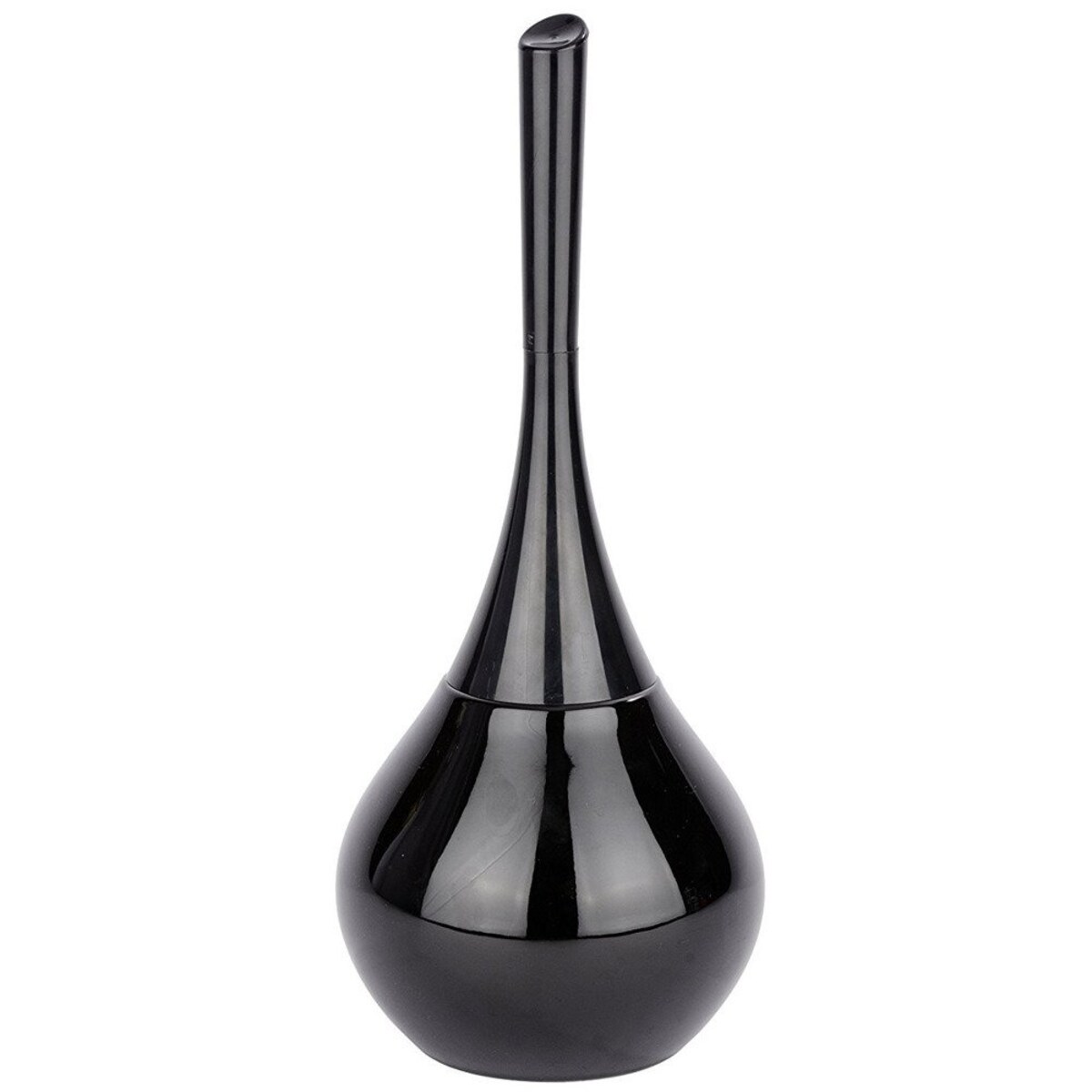 Pojemnik na szczotkę FLAKON BLACK + szczotka WC, WENKO, kolor czarny, ceramika