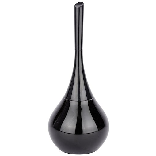 Pojemnik na szczotkę FLAKON BLACK + szczotka WC, WENKO, kolor czarny, ceramika