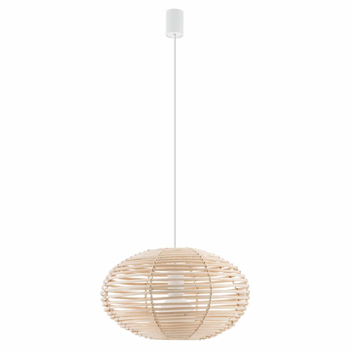 Okrągła lampa wisząca Rattan 11153 Nowodvorski klatka cage japandi drewniana metalowa biała