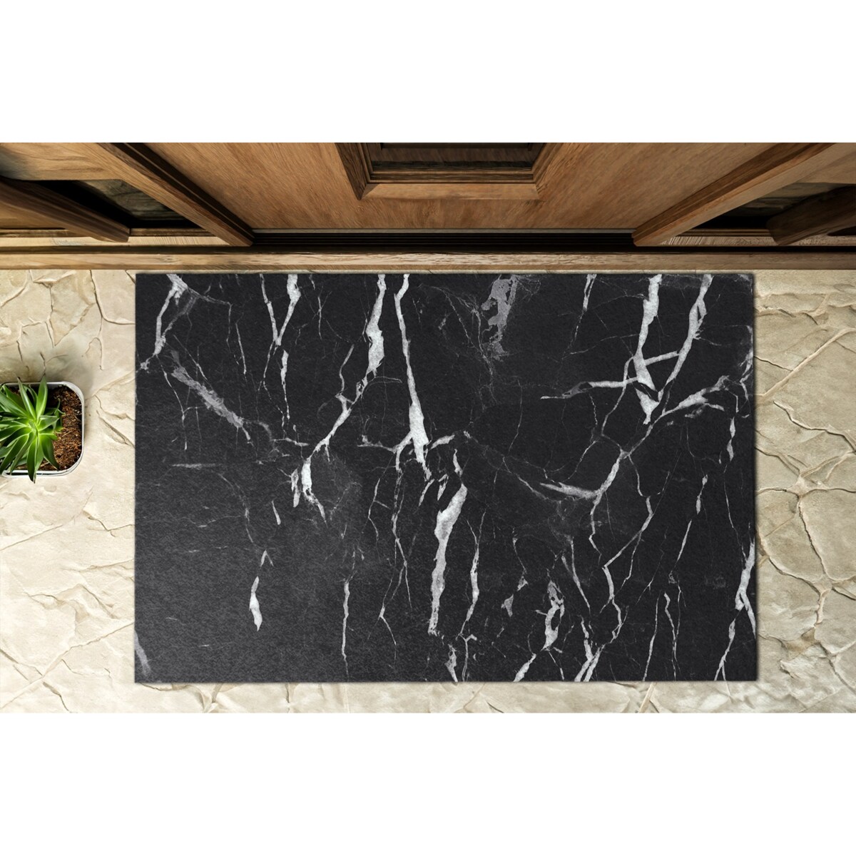 Wycieraczka zewnętrzna XXL Czarno-biały marmur 150x100cm
