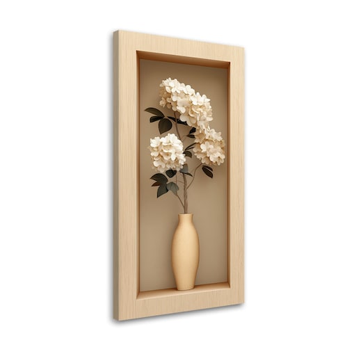 Obraz nowoczesny do salonu sypialni, Białe Kwiaty w wazonie we wnęce 60x120