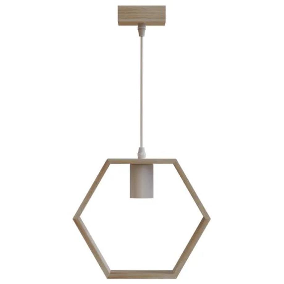 drewniana lampa wisząca bukowa trapez e27
