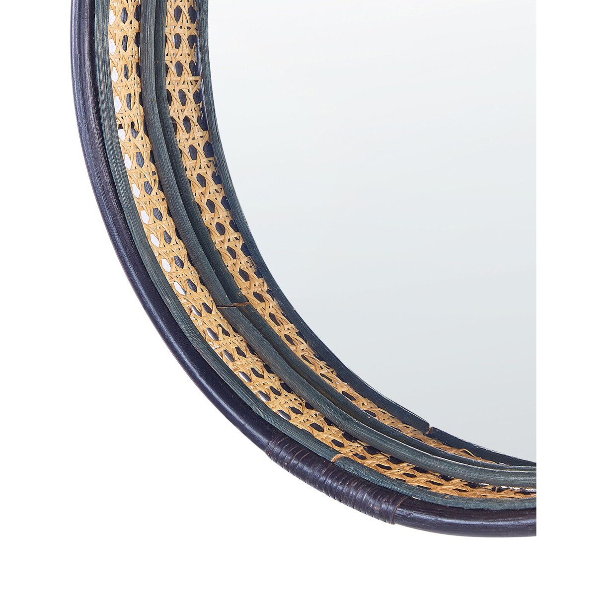 Okrągłe lustro ścienne rattanowe ø 60 cm czarne DAKSA