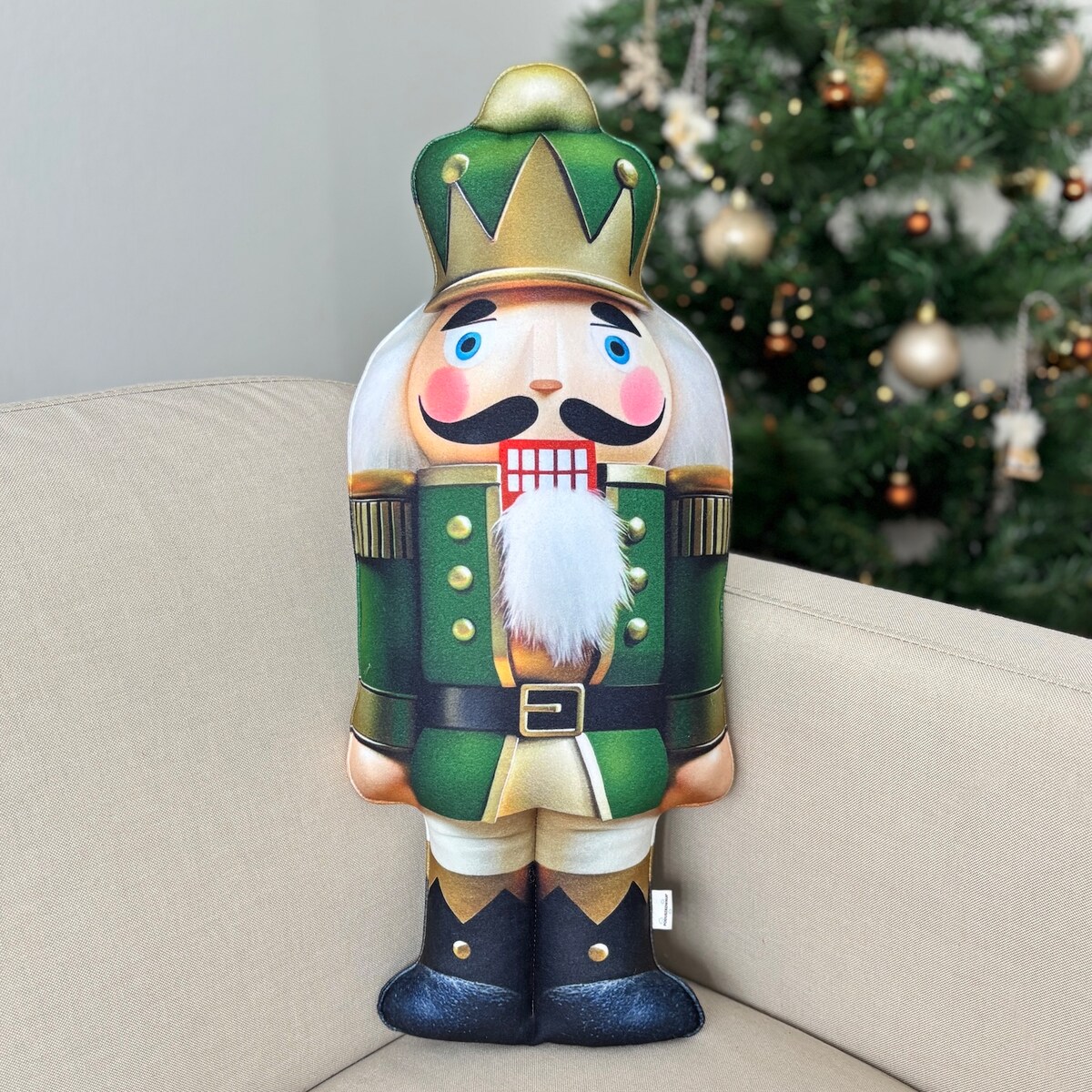 Poduszka świąteczna Dziadek do orzechów zielony