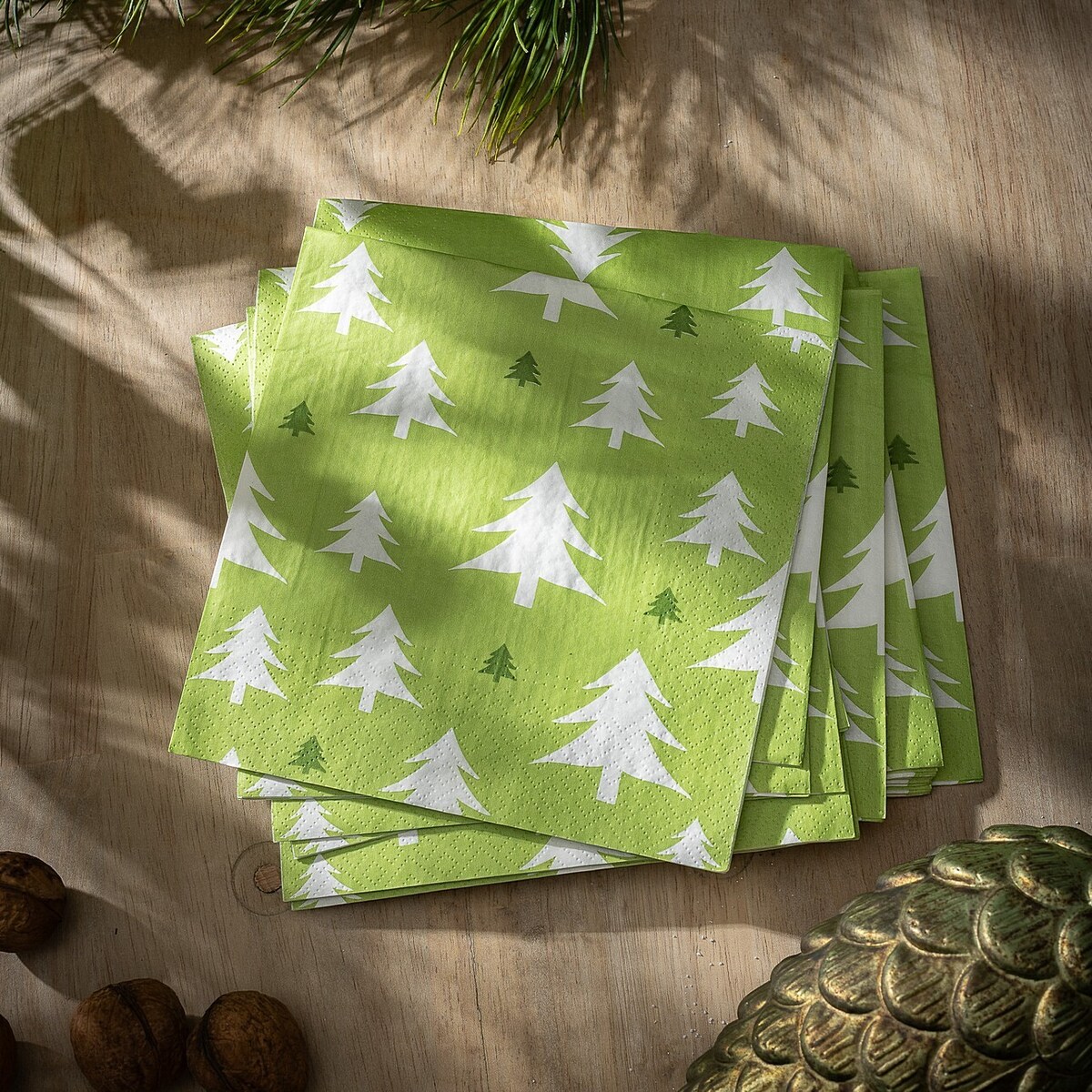 Serwetki świąteczne Green Trees II 20 szt. boże narodzenie, święta, świąteczne, zielony, 16x16x3 cm