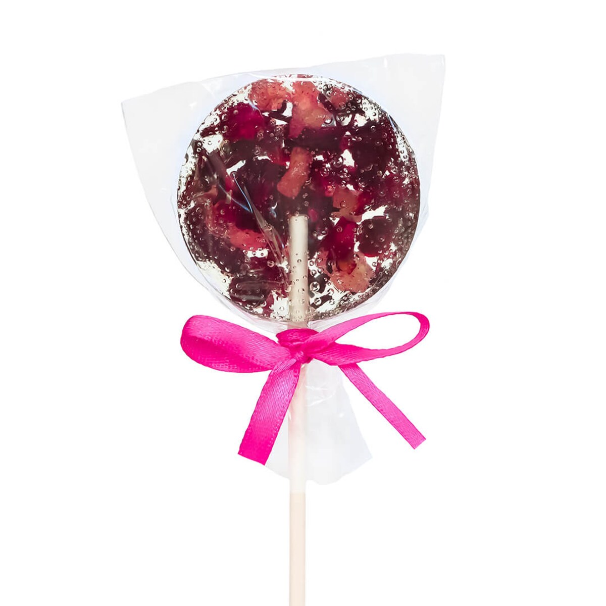 Herbaciany Lizak Malina - pyszny cukrowy lizak do rozpuszczenia w gorącej wodzie z dodatkiem suszonych owoców maliny na prezent, upominek - herbata, napar