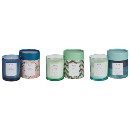 3 świece zapachowe sojowe szałwia z solą morską/ morski/ orchidea COLORFUL BARREL