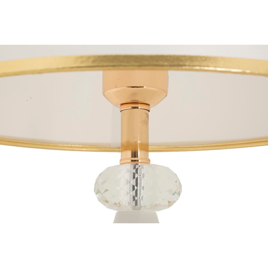 Lampa stołowa Gipsy, kolor złoty i biały, żelazo i tkanina, 30 x 30 x 52 cm, 1 x E27, styl glamour, do salonu i sypialni, Mauro Ferretti