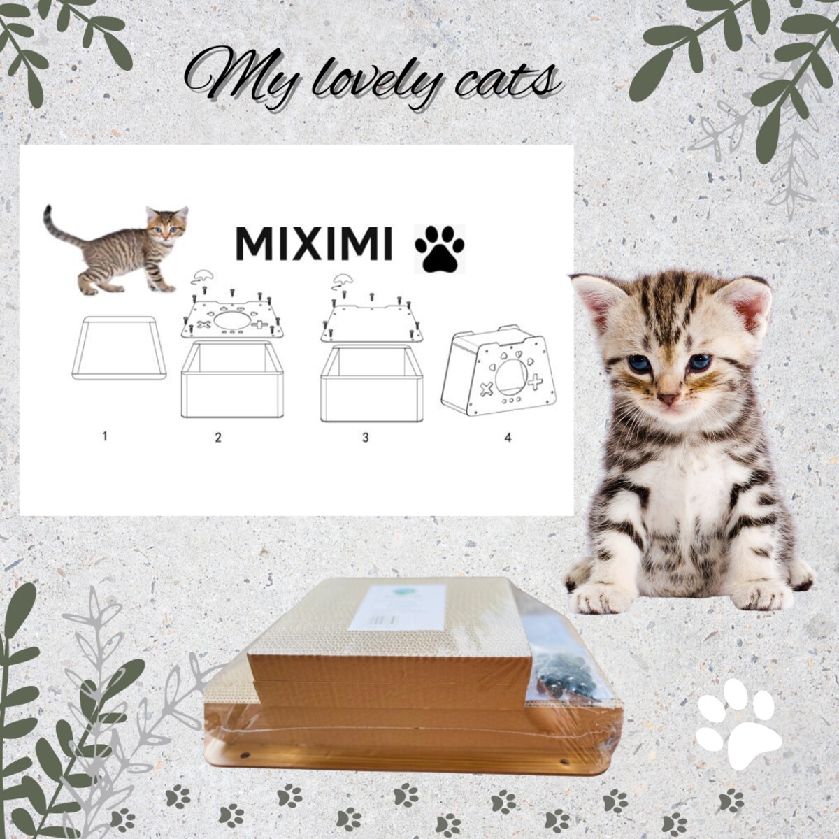 Drapak Dla Kota Z Budką Domek Do Drapania I Odpoczynku Tekturowy Serduszka