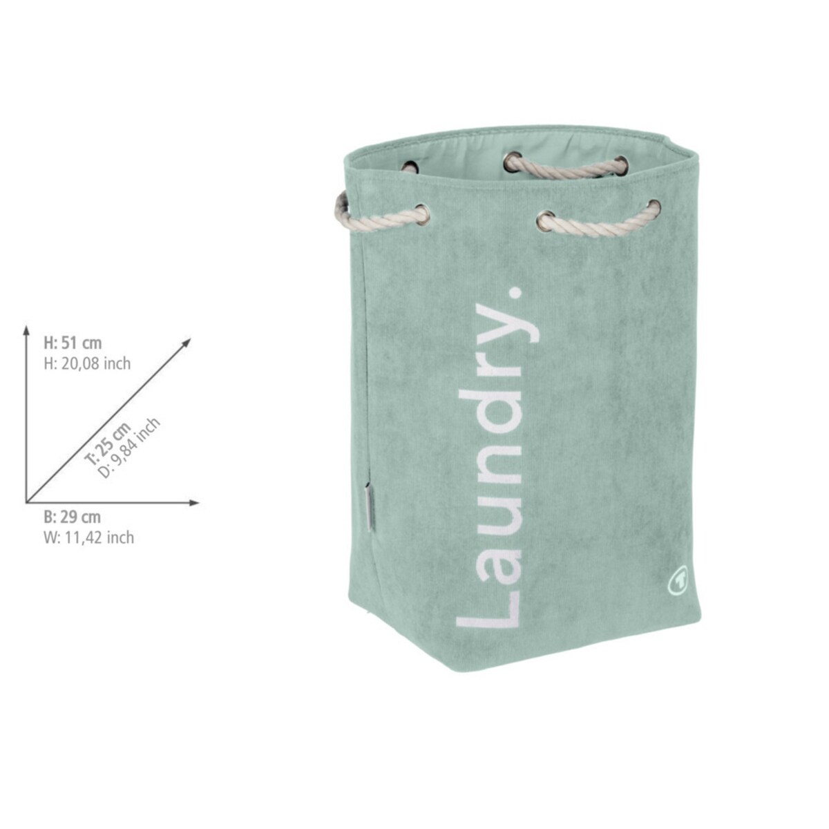 Kosz na pranie 51x29x25 cm MARINAIO miętowy