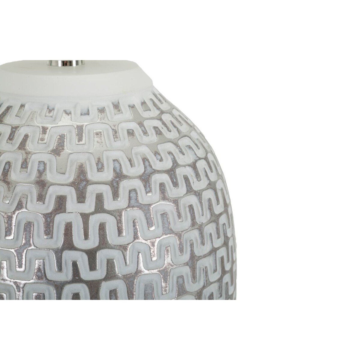 Lampa stołowa Wave, kolor srebrny i biały, żywica syntetyczna i żelazo, 35 x 35 x 65 cm, 1 x E27, max. 40 W, do salonu i sypialni, Mauro Ferretti