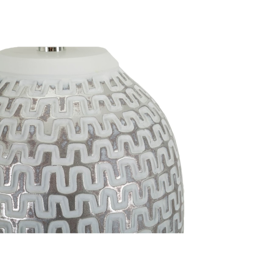 Lampa stołowa Wave, kolor srebrny i biały, żywica syntetyczna i żelazo, 35 x 35 x 65 cm, 1 x E27, max. 40 W, do salonu i sypialni, Mauro Ferretti