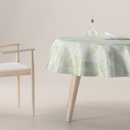Obrus okrągły 130 x 130 cm zielone liście