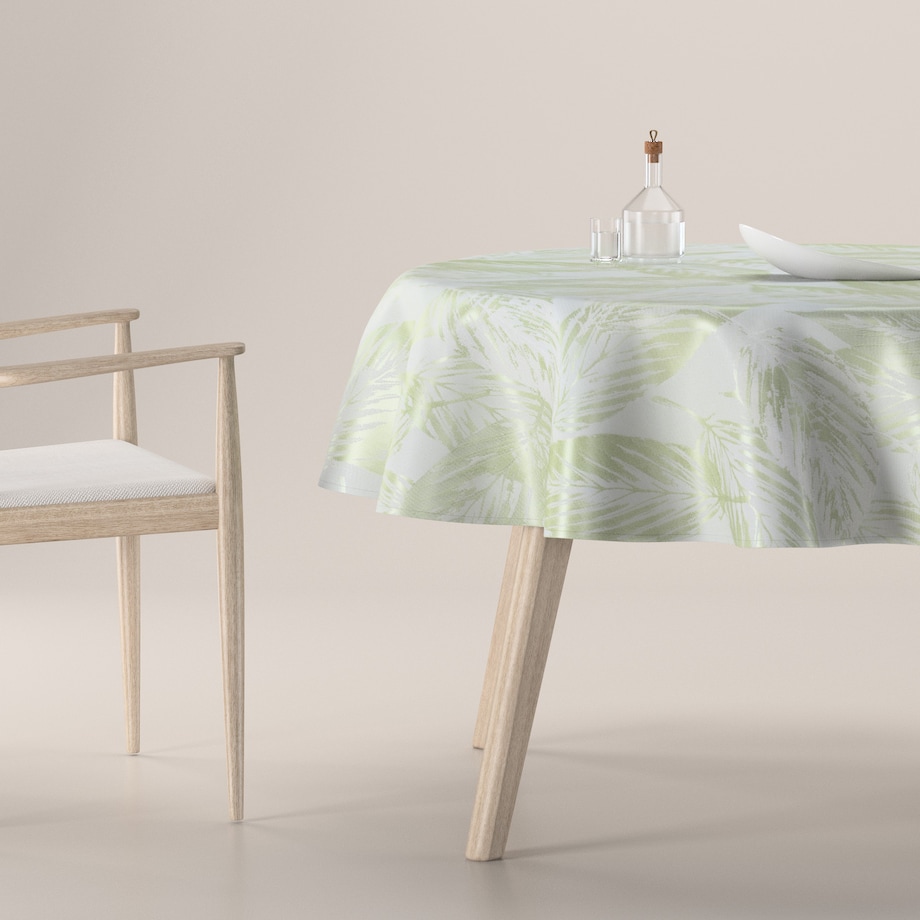 Obrus okrągły 130 x 130 cm zielone liście