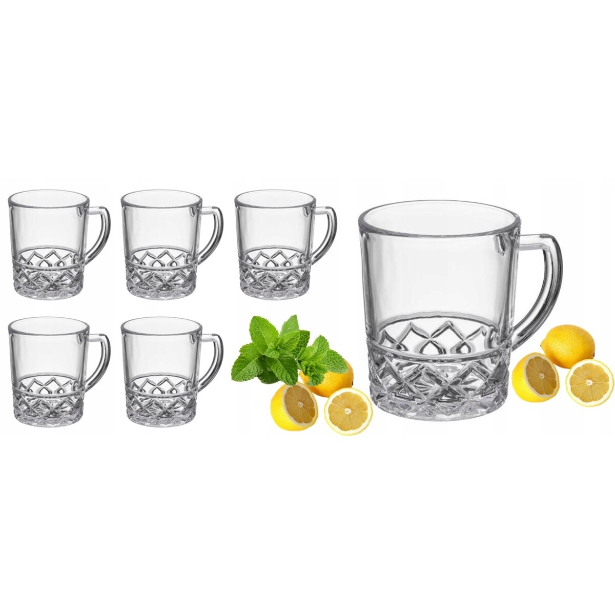 KOMPLET SZKLANEK 6x 240 ml NA KAWĘ herbatę cappuccino napoje soki prezenty