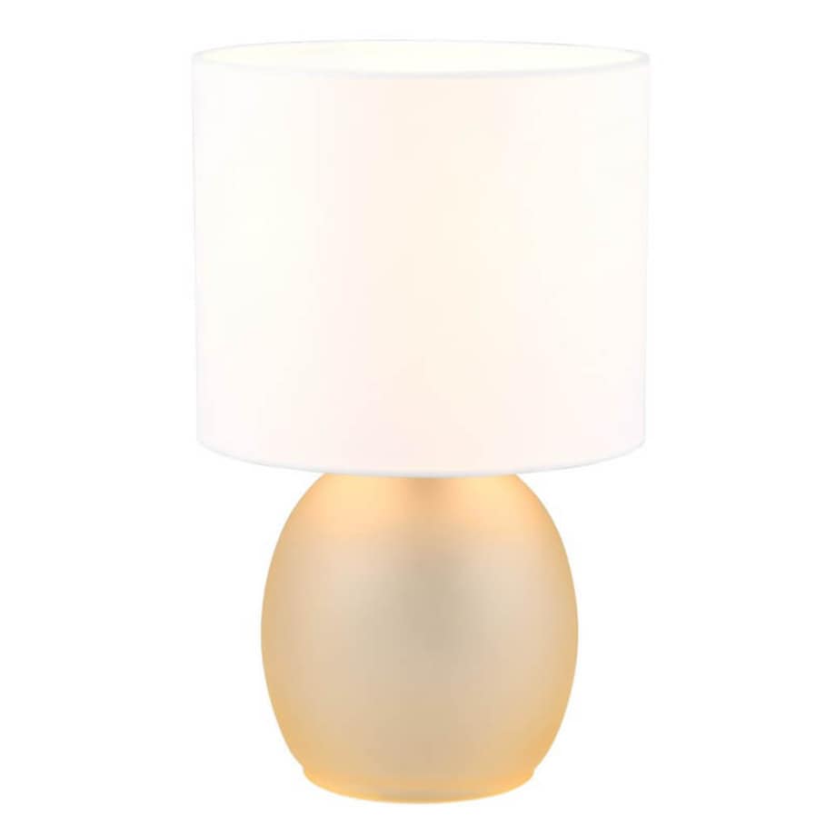 Materiałowa lampka stołowa Vela 517900113 Trio biała złota