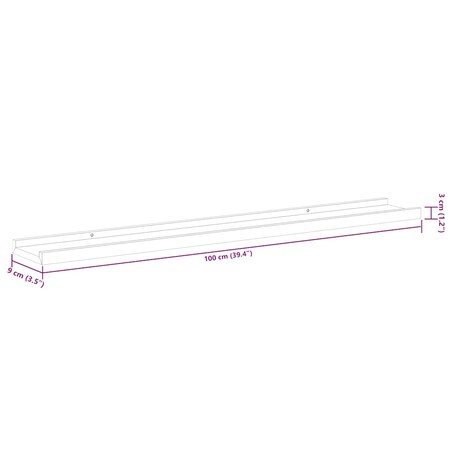 vidaXL Półki ścienne, 4 szt., wysoki połysk, białe, 100x9x3 cm