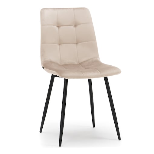 Krzesło tapicerowane pikowane welurowe do salonu jadalni PARMA beżowa