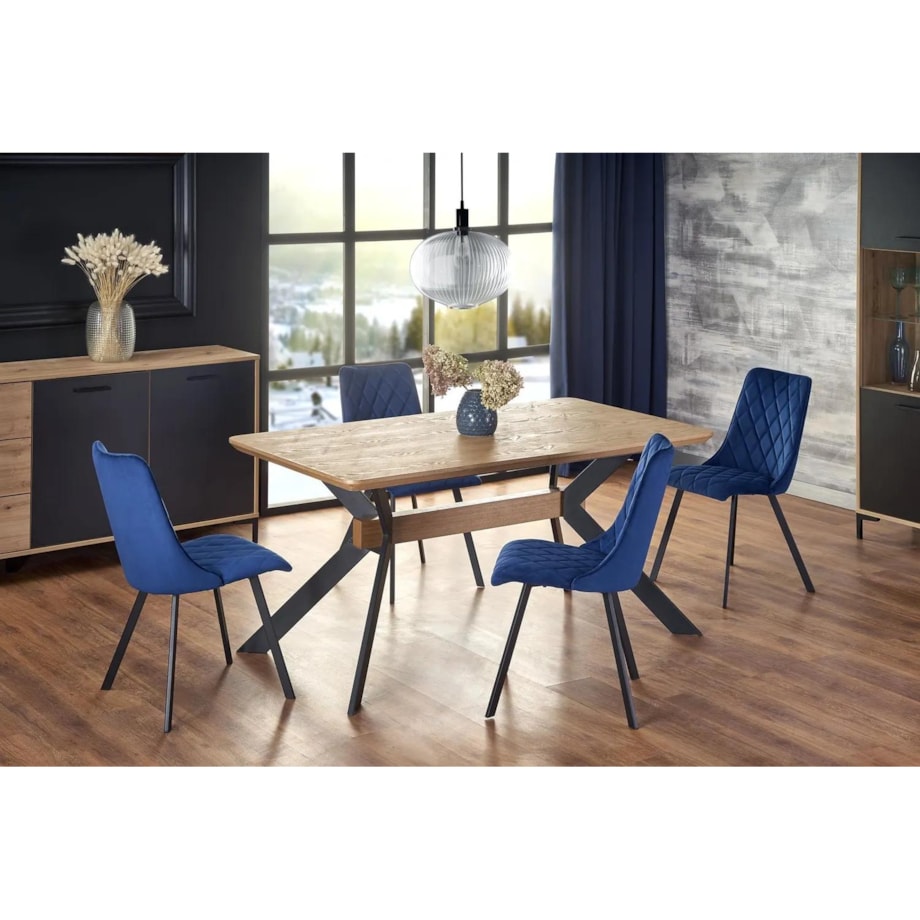 Krzesło tapicerowane K450 VELVET granatowe