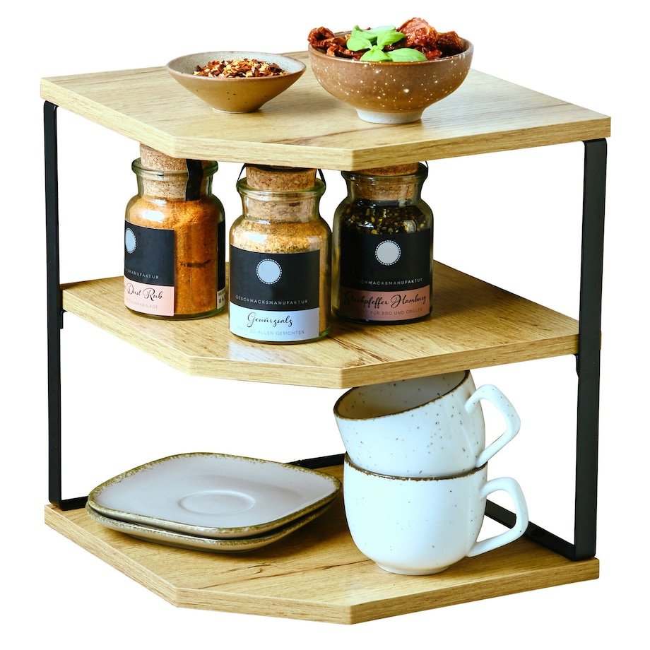 Narożna półka kuchenna z trzema półkami, 26 x 28 cm